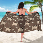 Geometric Pug Pattern Print Beach Sarong Wrap