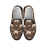 Geometric Pug Pattern Print Black Slip On Shoes