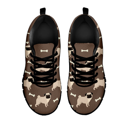 Geometric Pug Pattern Print Black Sneakers