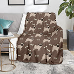 Geometric Pug Pattern Print Blanket