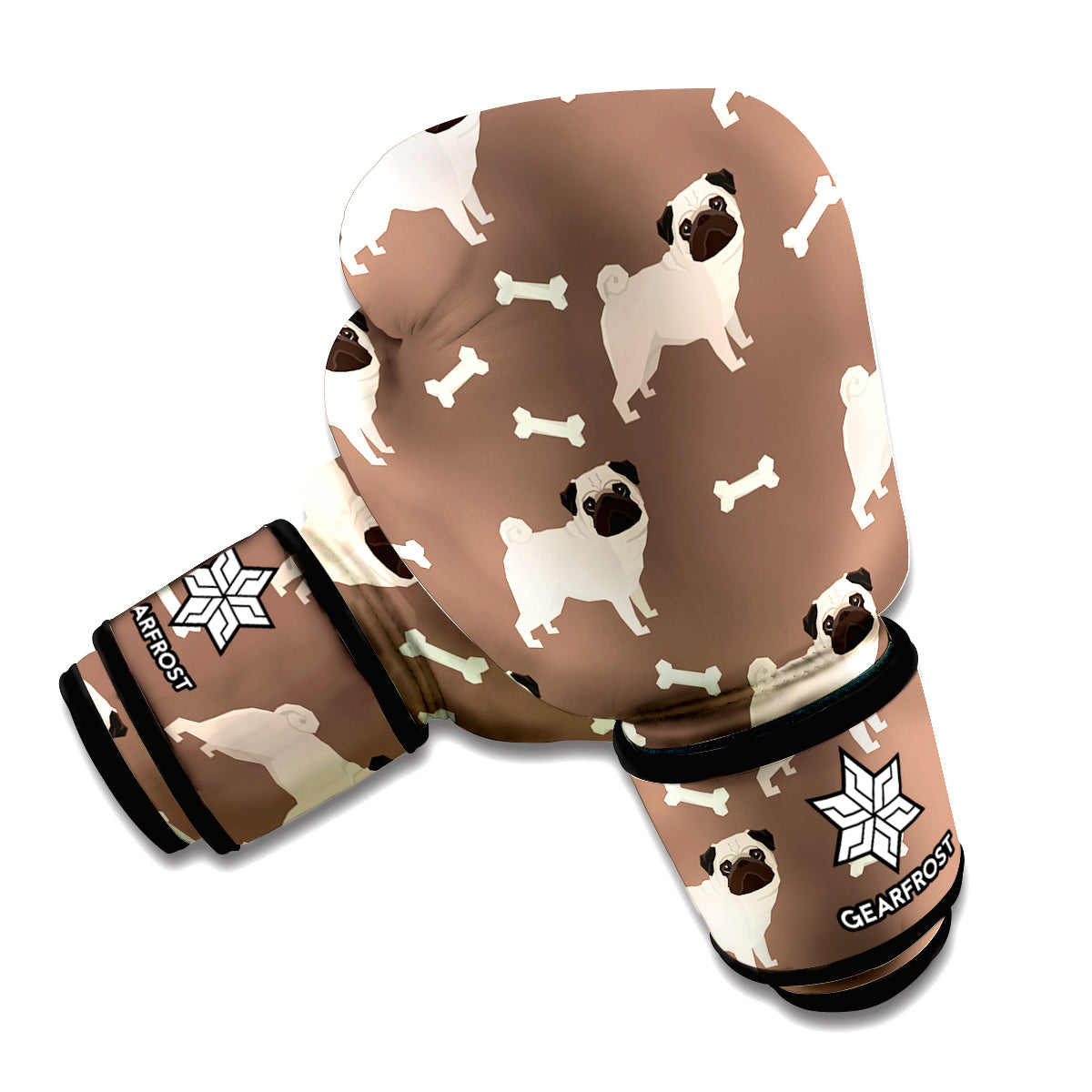 Geometric Pug Pattern Print Boxing Gloves