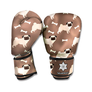 Geometric Pug Pattern Print Boxing Gloves