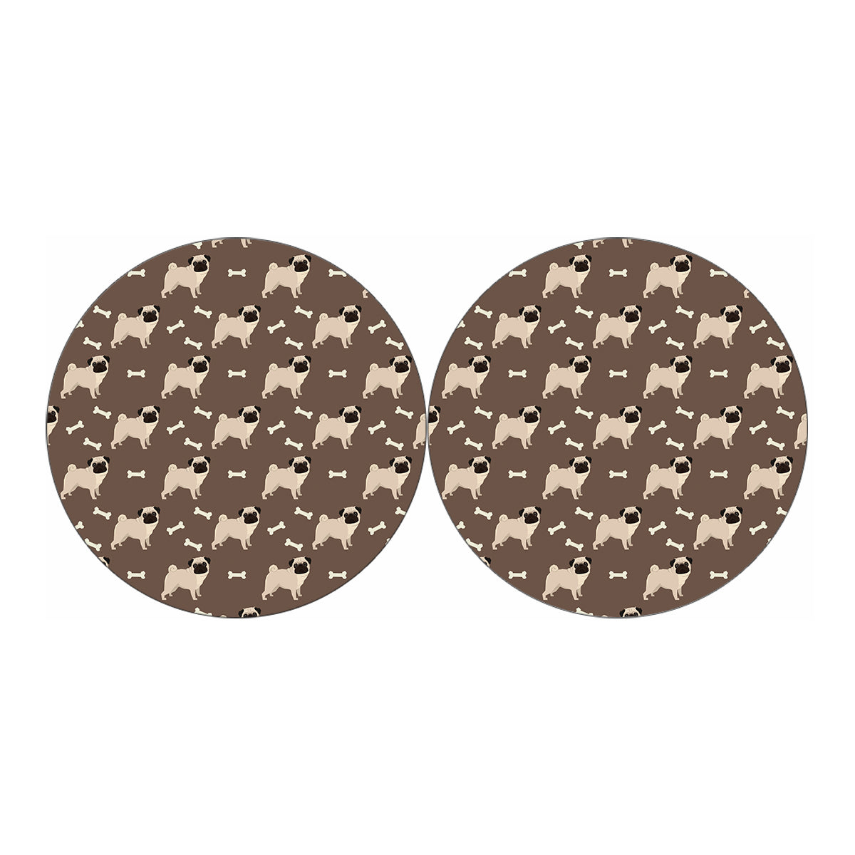 Geometric Pug Pattern Print Car Coasters