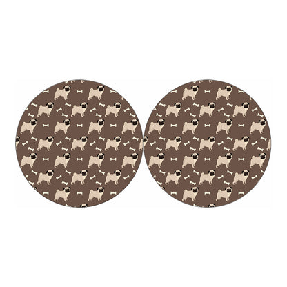 Geometric Pug Pattern Print Car Coasters
