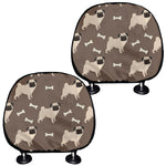 Geometric Pug Pattern Print Car Headrest Covers