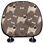 Geometric Pug Pattern Print Car Headrest Covers
