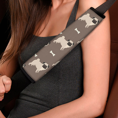Geometric Pug Pattern Print Car Seat Belt Covers