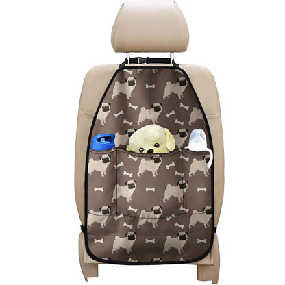 Geometric Pug Pattern Print Car Seat Organizers