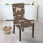 Geometric Pug Pattern Print Dining Chair Slipcover