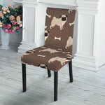 Geometric Pug Pattern Print Dining Chair Slipcover