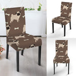 Geometric Pug Pattern Print Dining Chair Slipcover