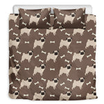 Geometric Pug Pattern Print Duvet Cover Bedding Set