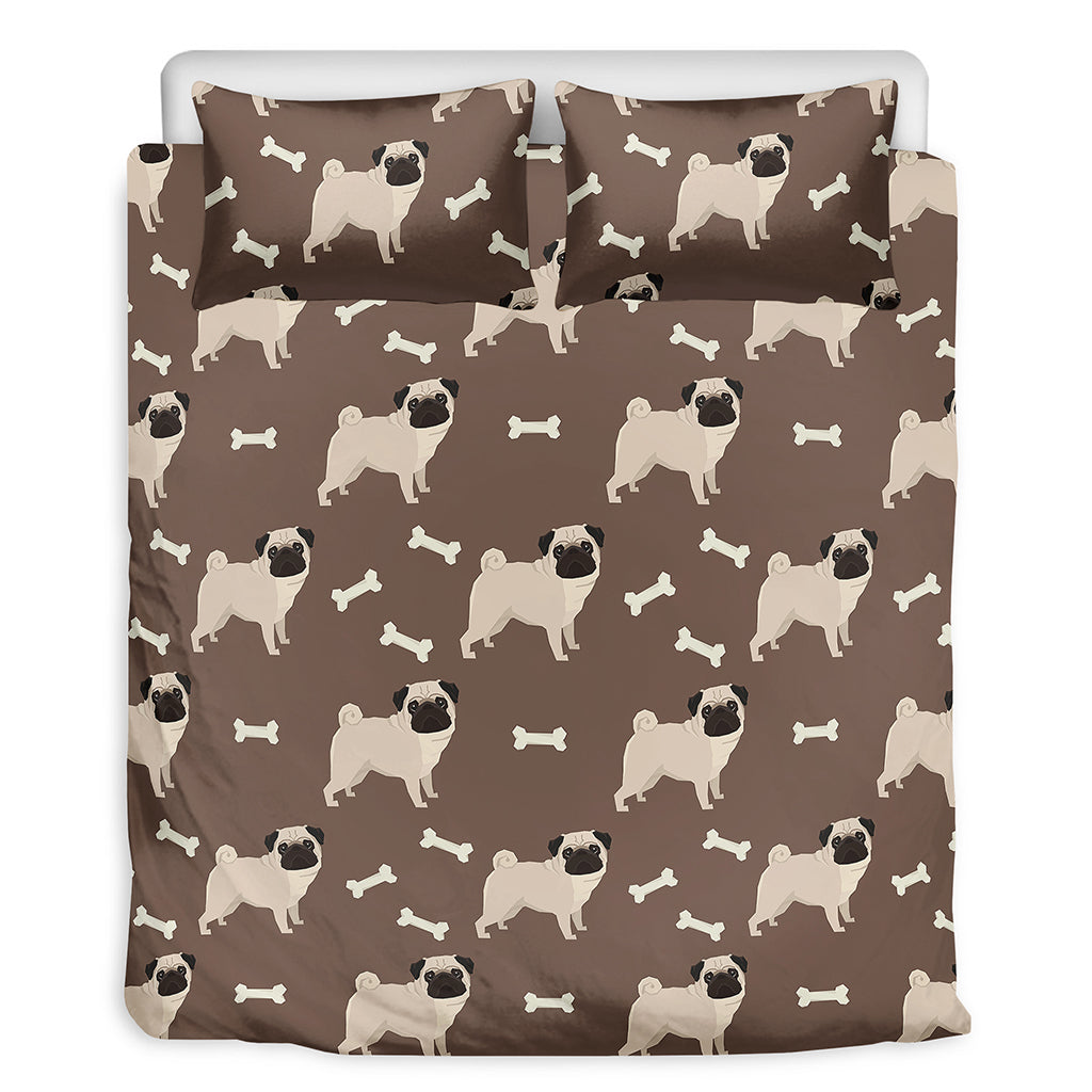 Geometric Pug Pattern Print Duvet Cover Bedding Set