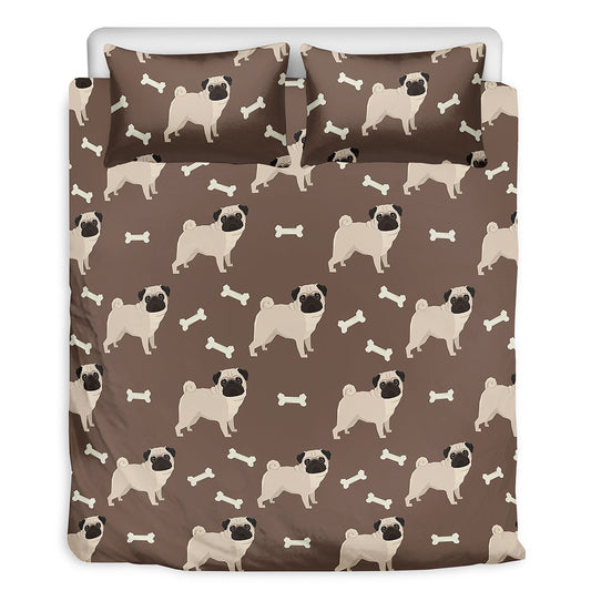 Geometric Pug Pattern Print Duvet Cover Bedding Set
