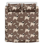 Geometric Pug Pattern Print Duvet Cover Bedding Set