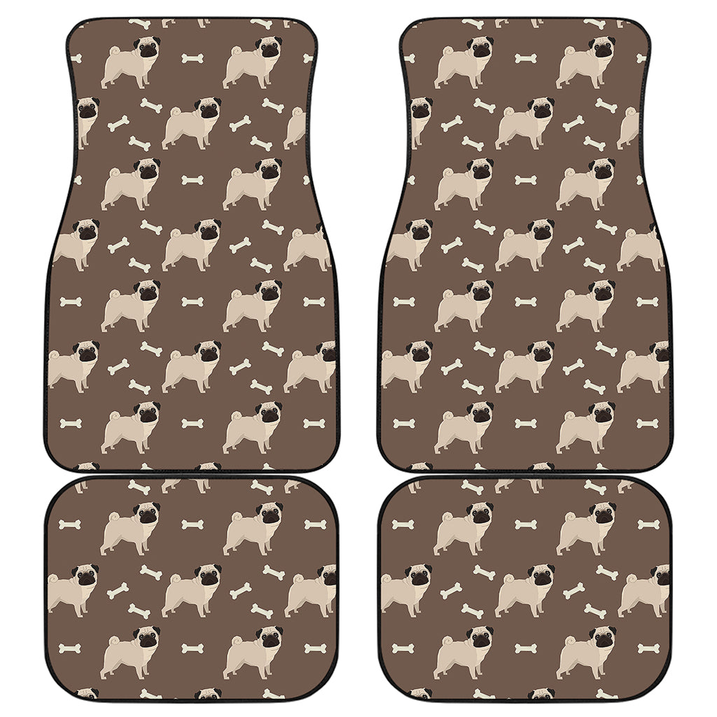 Geometric Pug Pattern Print Front and Back Car Floor Mats