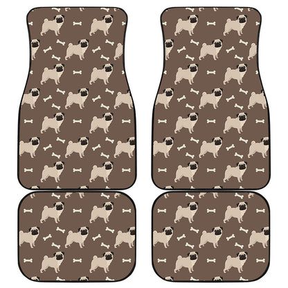 Geometric Pug Pattern Print Front and Back Car Floor Mats