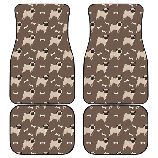 Geometric Pug Pattern Print Front and Back Car Floor Mats