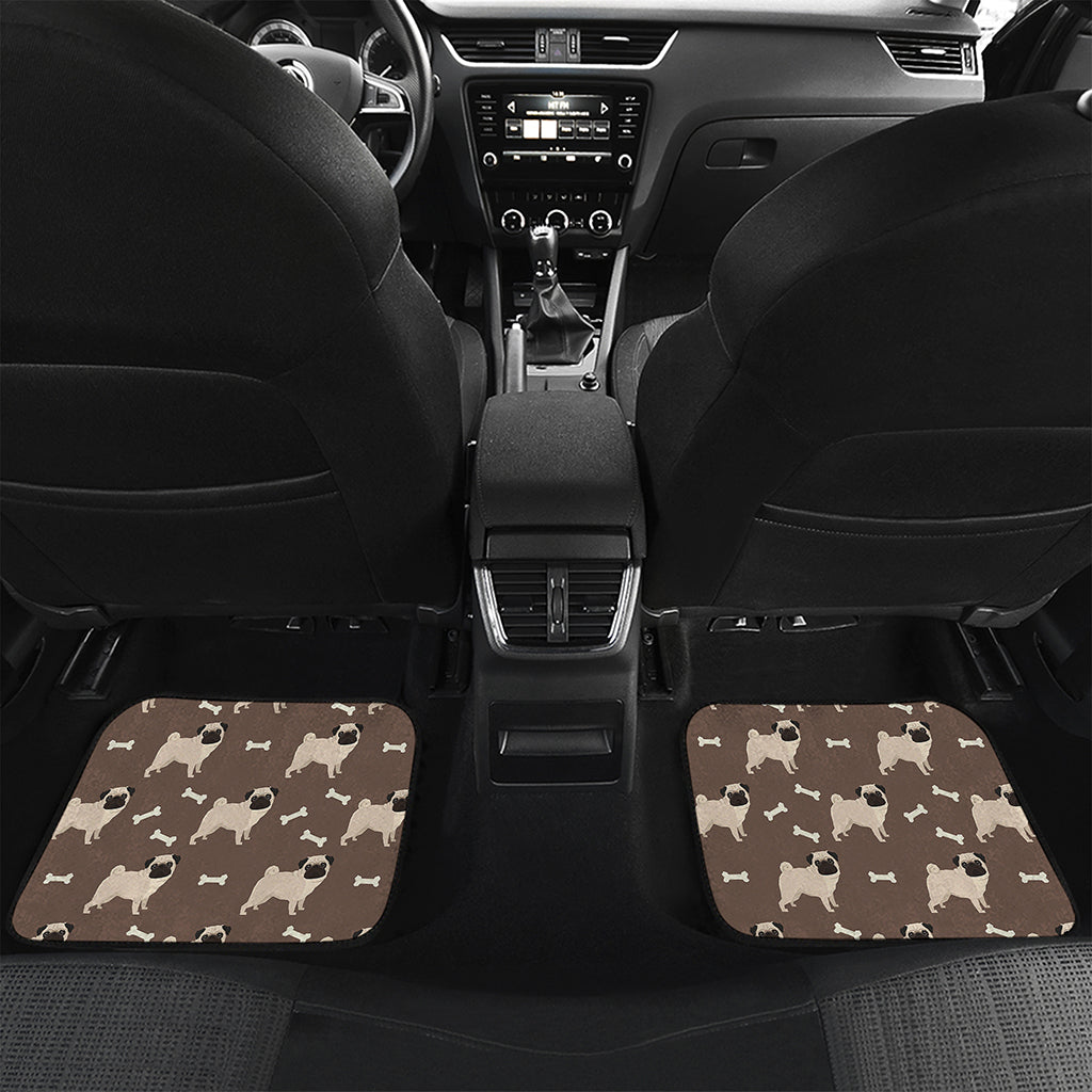 Geometric Pug Pattern Print Front and Back Car Floor Mats