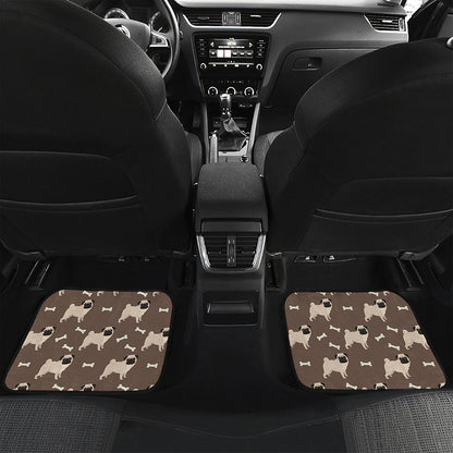 Geometric Pug Pattern Print Front and Back Car Floor Mats