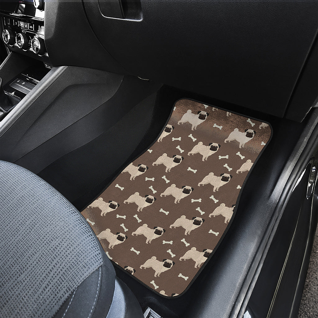 Geometric Pug Pattern Print Front and Back Car Floor Mats