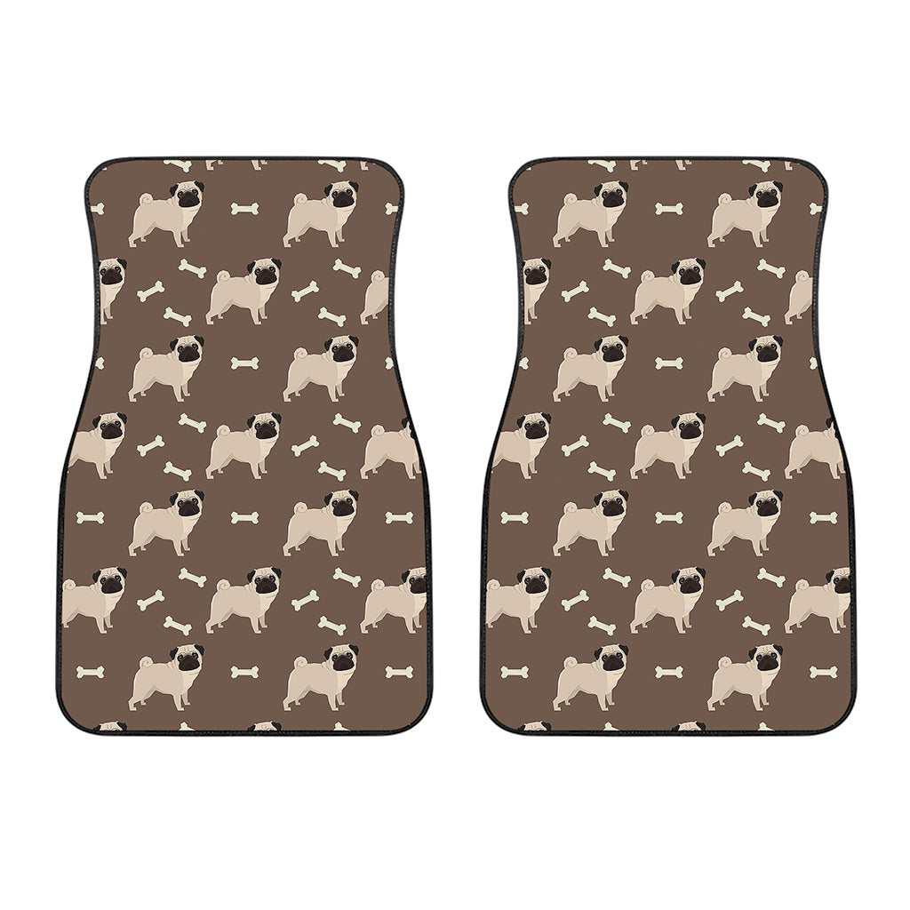 Geometric Pug Pattern Print Front Car Floor Mats