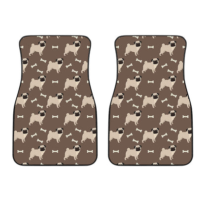 Geometric Pug Pattern Print Front Car Floor Mats