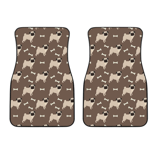 Geometric Pug Pattern Print Front Car Floor Mats