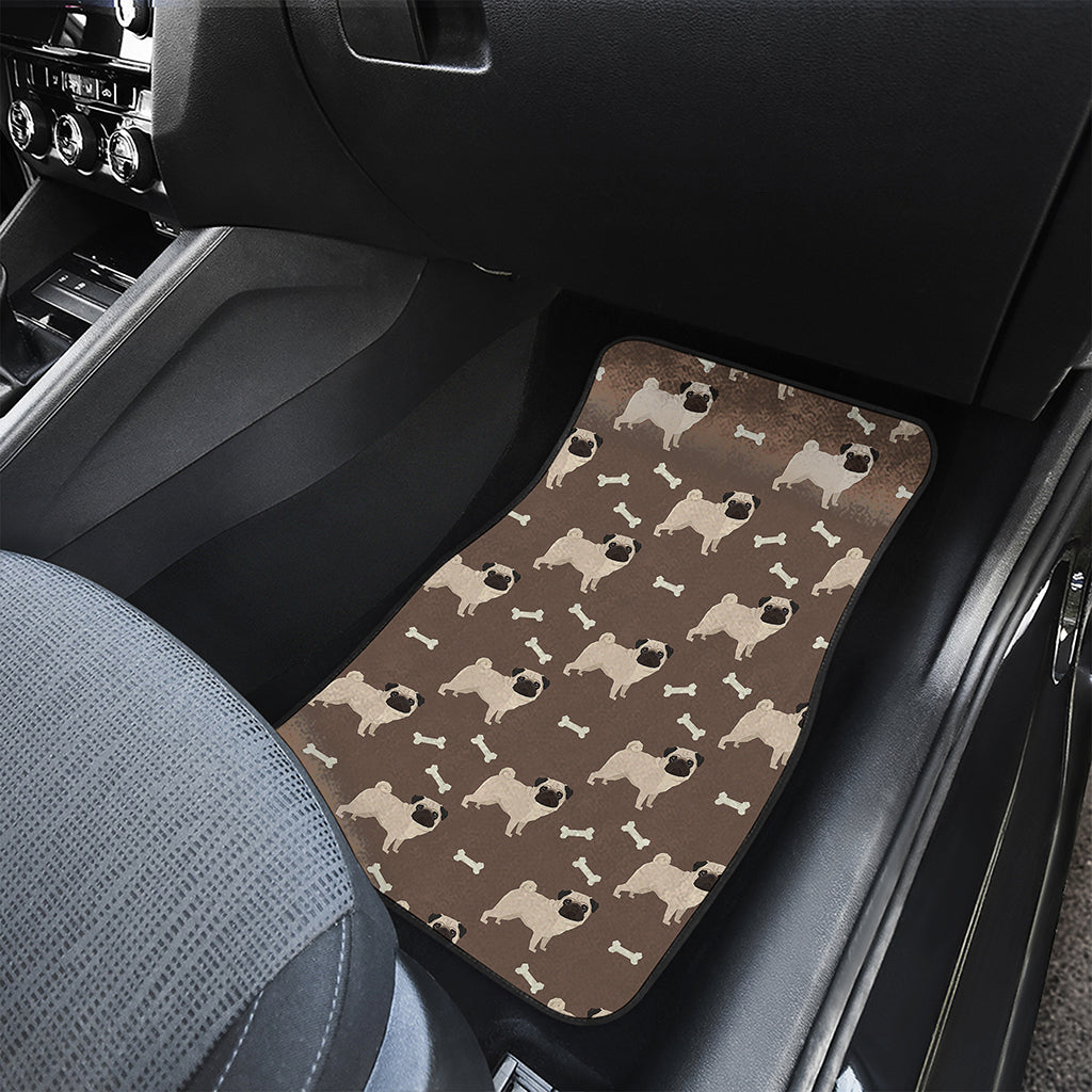 Geometric Pug Pattern Print Front Car Floor Mats