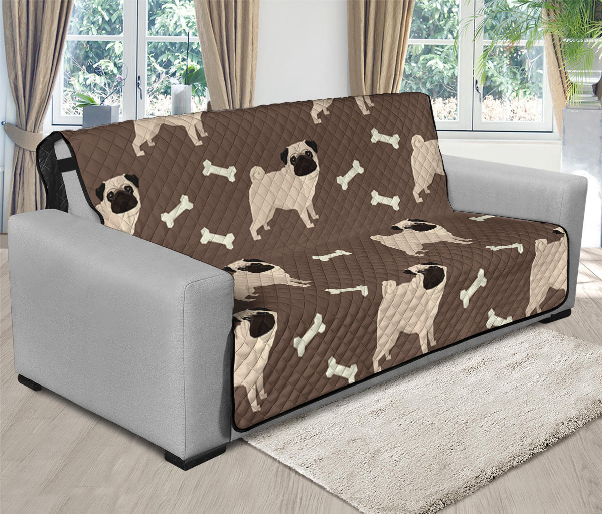 Geometric Pug Pattern Print Futon Protector