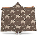 Geometric Pug Pattern Print Hooded Blanket
