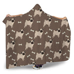 Geometric Pug Pattern Print Hooded Blanket
