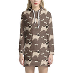 Geometric Pug Pattern Print Hoodie Dress