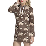 Geometric Pug Pattern Print Hoodie Dress