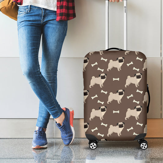Geometric Pug Pattern Print Luggage Cover