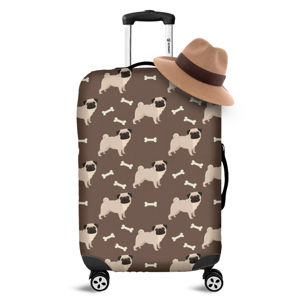 Geometric Pug Pattern Print Luggage Cover