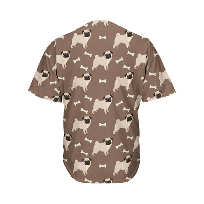 Geometric Pug Pattern Print Men's Baseball Jersey