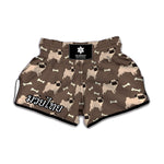 Geometric Pug Pattern Print Muay Thai Boxing Shorts
