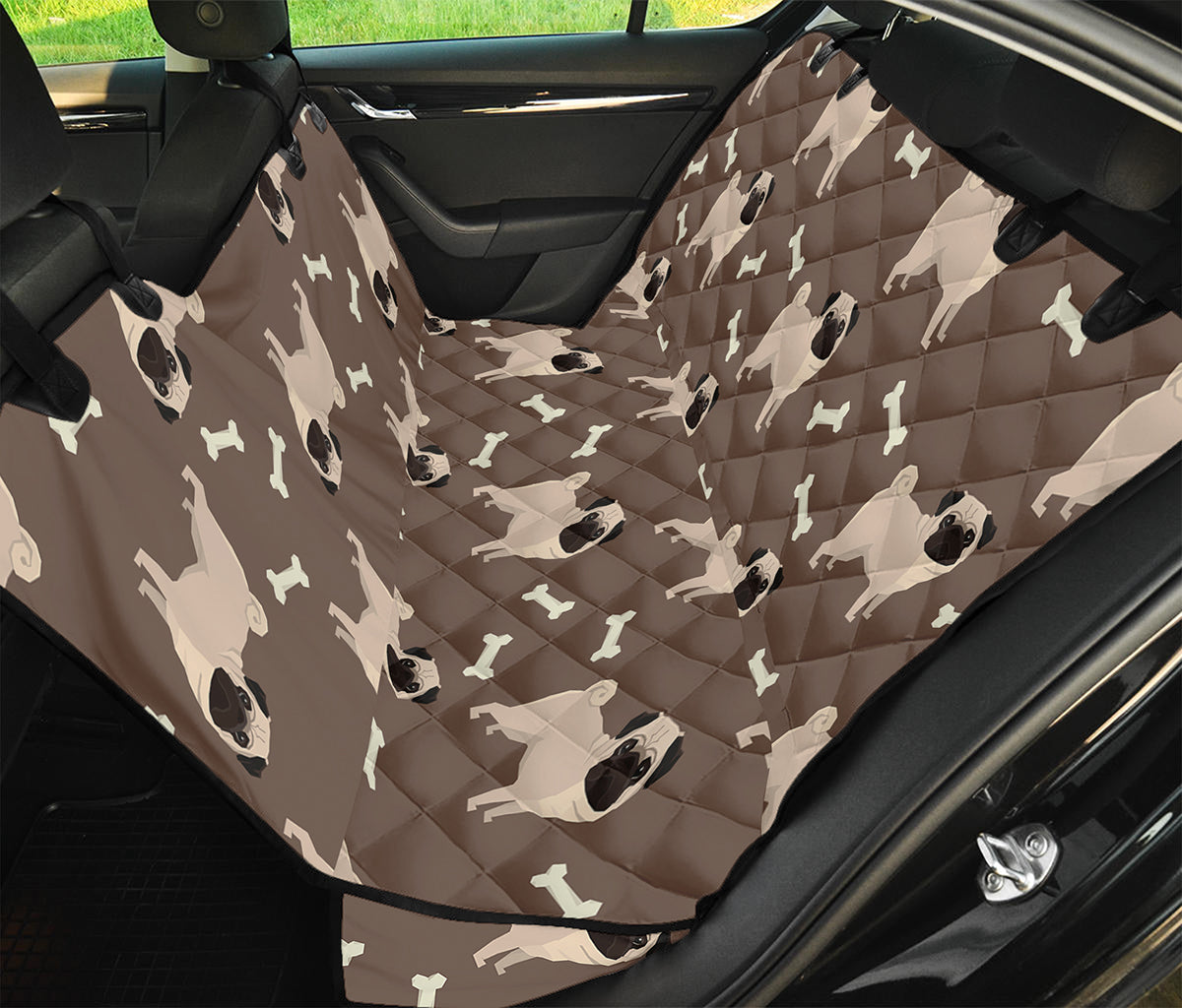 Geometric Pug Pattern Print Pet Car Back Seat Cover