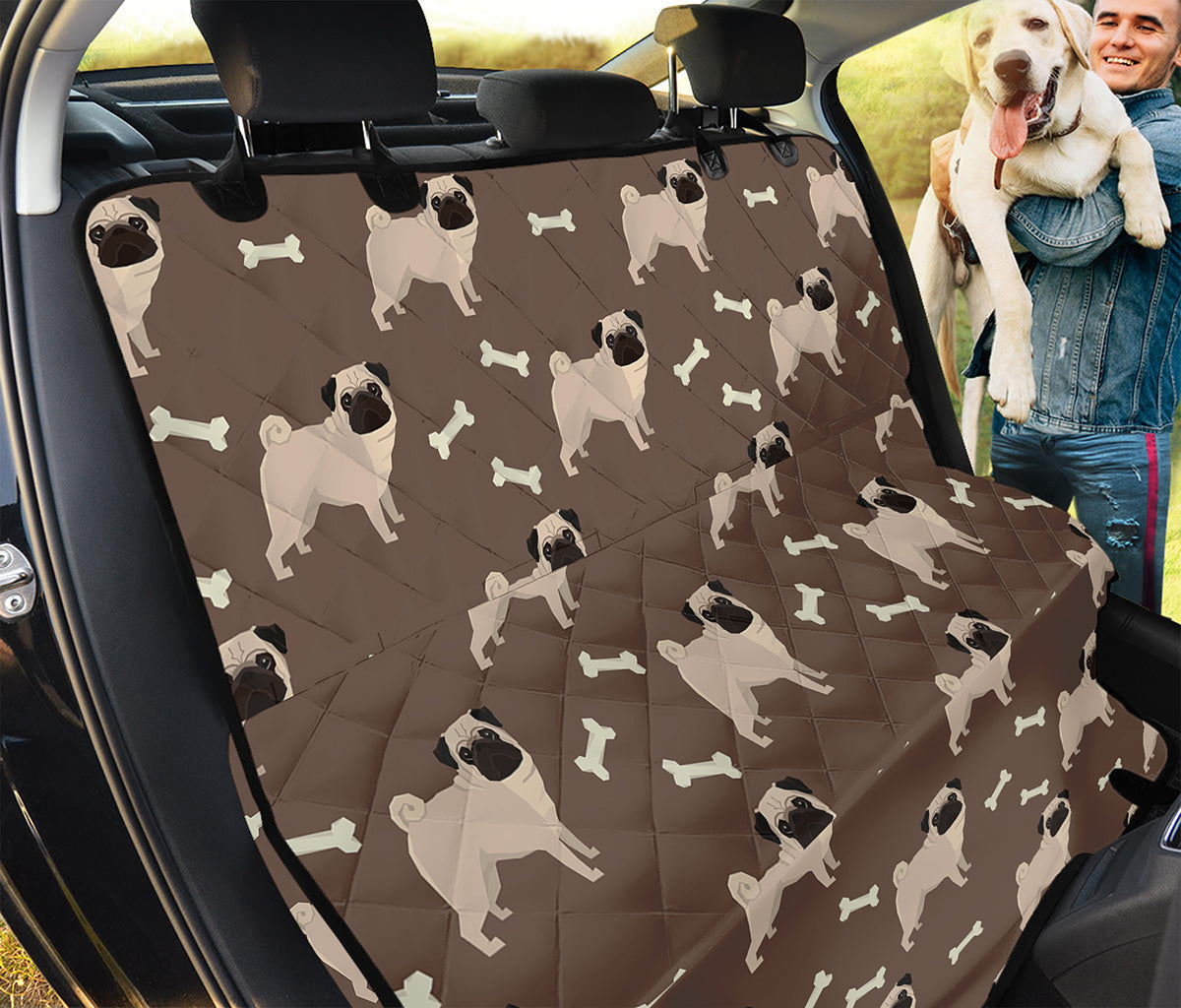 Geometric Pug Pattern Print Pet Car Back Seat Cover