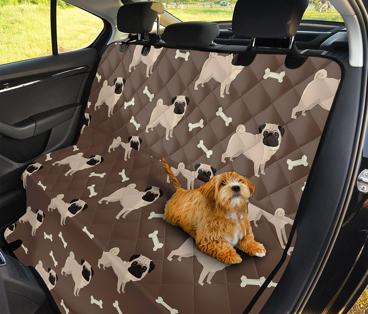 Geometric Pug Pattern Print Pet Car Back Seat Cover