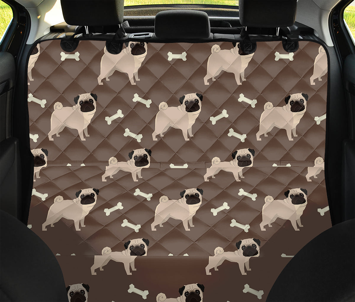 Geometric Pug Pattern Print Pet Car Back Seat Cover