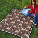 Geometric Pug Pattern Print Quilt