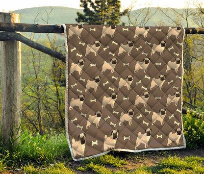 Geometric Pug Pattern Print Quilt