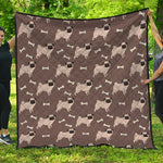 Geometric Pug Pattern Print Quilt