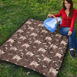Geometric Pug Pattern Print Quilt