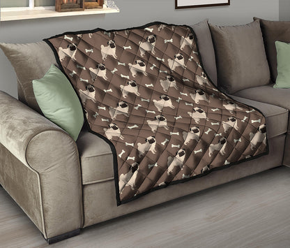 Geometric Pug Pattern Print Quilt