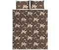 Geometric Pug Pattern Print Quilt Bed Set