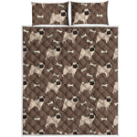 Geometric Pug Pattern Print Quilt Bed Set