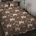 Geometric Pug Pattern Print Quilt Bed Set